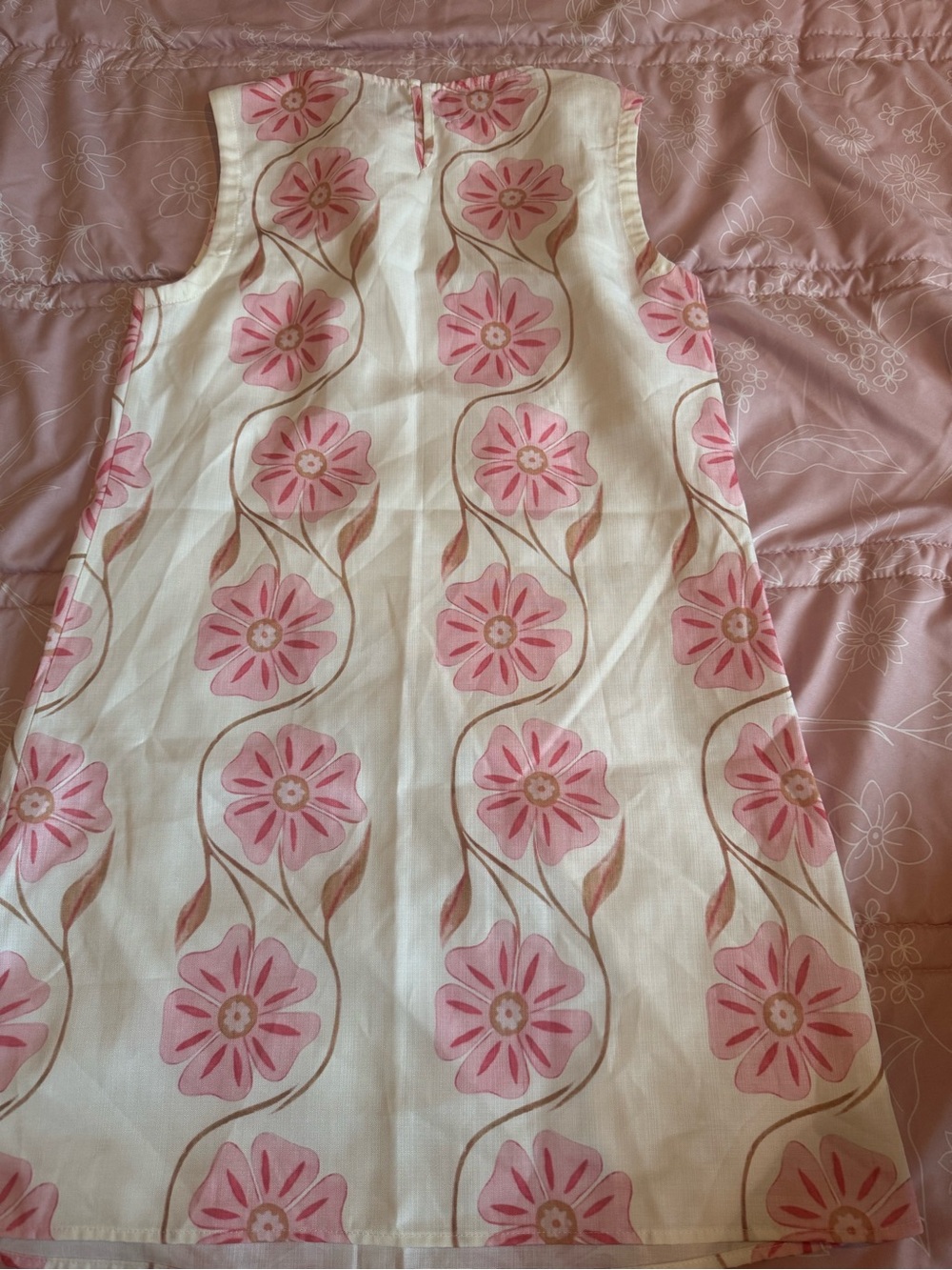 Commense Cream Shift Dress with Pink Floral Motif - Picture 2 of 5